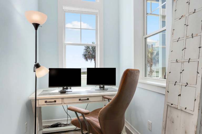 Enjoy the ocean view while you work or play games.  just off living area.  Monitors and power strip provided for use. Enjoy the ocean view while you work or play games.  just off living area.  Monitors and power strip provided for use.