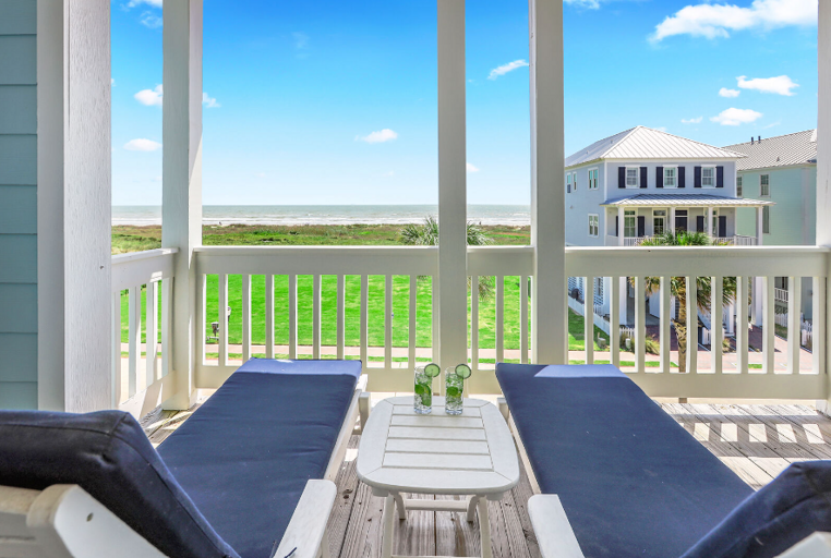 Lovely, private balcony off master suite with an ocean view. Lovely, private balcony off master suite with an ocean view.