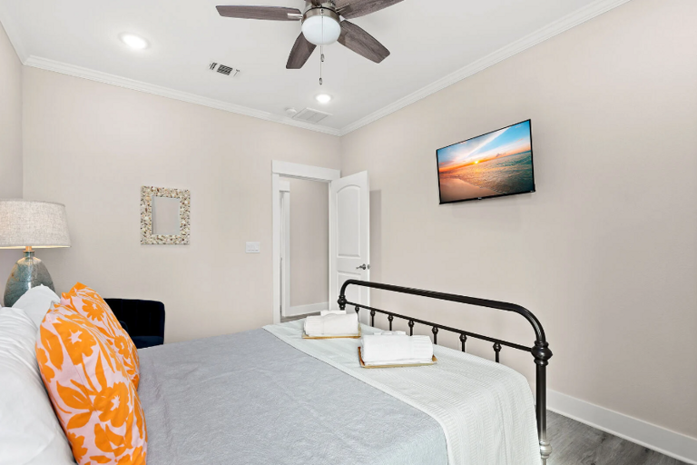 Bedroom 3 with queen bed, and streaming TV