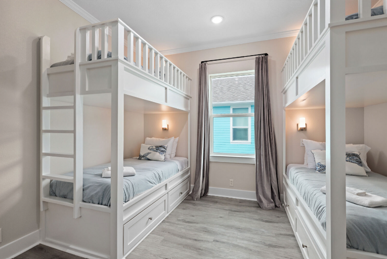 Kids will love this cool bunkroom, with streaming TV!