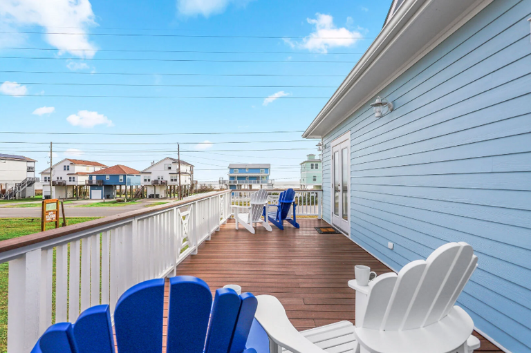 The master bedroom and one queen bedroom have double doors that open to the large deck.  Enjoy the ocean view and sunrise as you sip your warm morning coffee!
