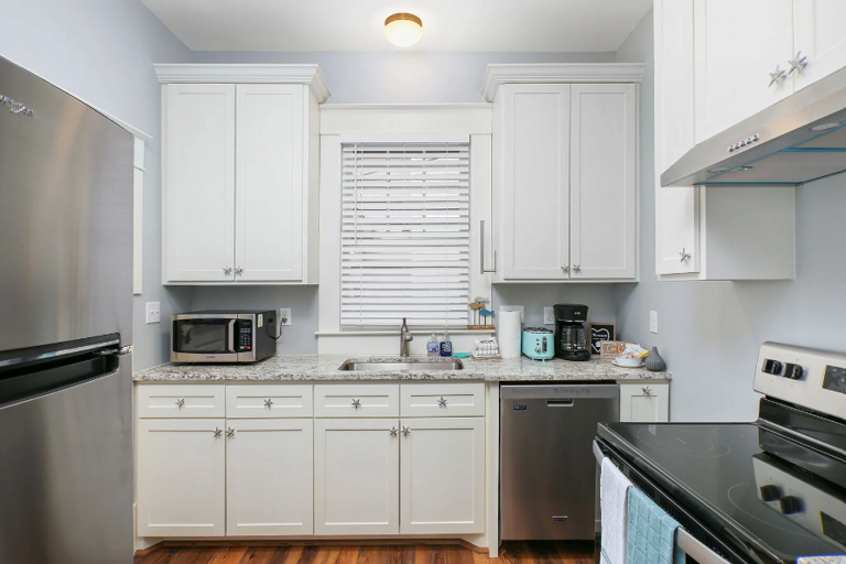 The kitchen has everything you need to cook a delicious meal. Just bring food or better yet catch it yourself in the Gulf of Mexico.