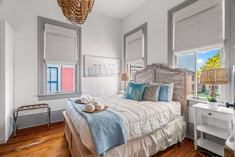 Upstairs bedroom with queen bed, and premium mattress. This is the Mermaid Room... Upstairs bedroom with queen bed, and premium mattress. This is the Mermaid Room...