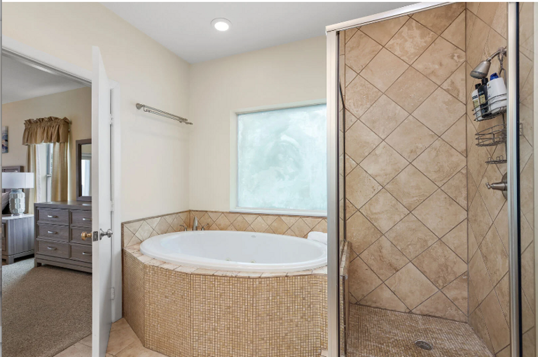 Great place for a soak after an adventurous day on the water!
Separate tub/shower.