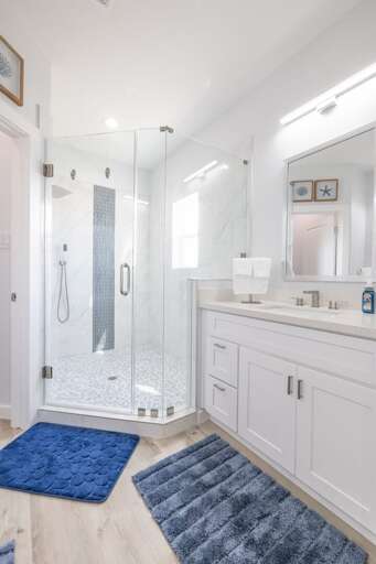   Tranquility and style combine in our bathroom sanctuary.  