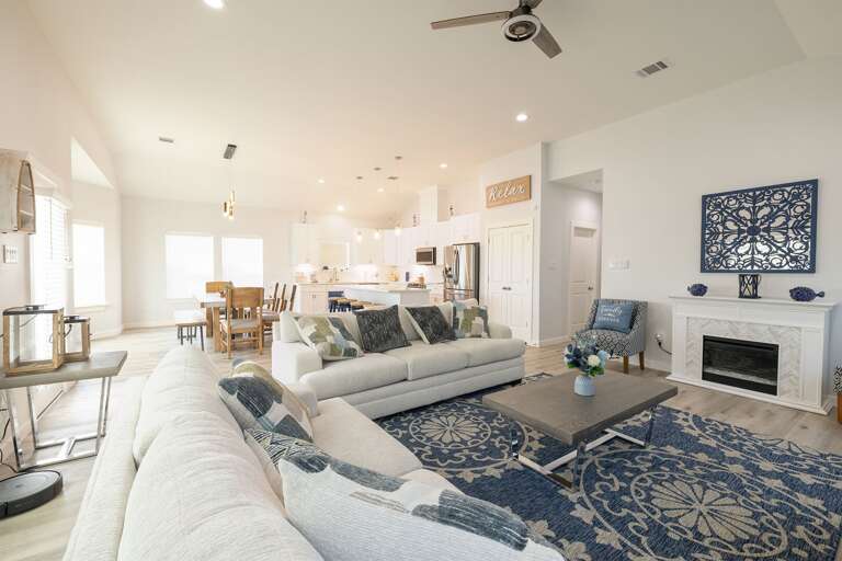   Unwind on our inviting couches, the perfect spot for late-night chats.  ️