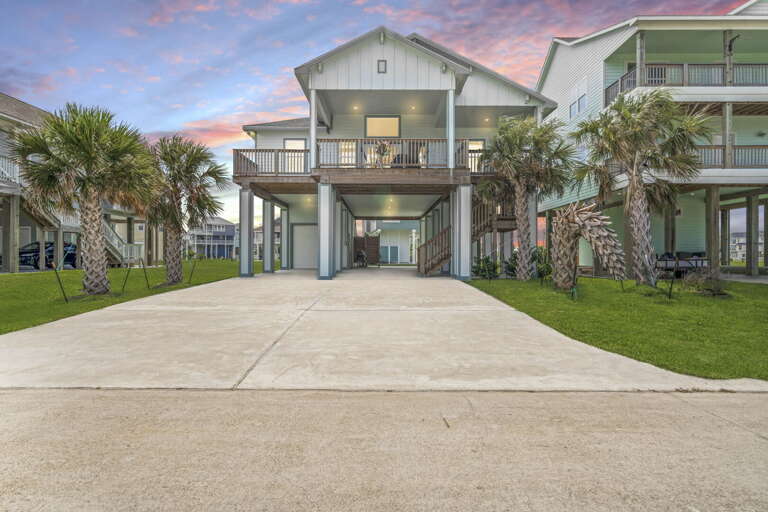 Twilight shot of Exterior Galveston Beach House Twilight shot of Exterior Galveston Beach House