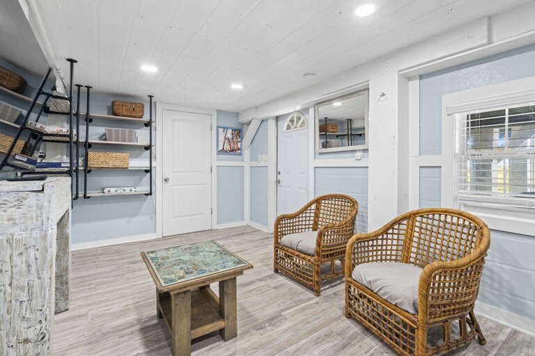 Entertainment and seating in the lower portion of the home.