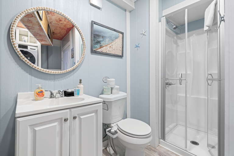 Shared bathroom in the lower portion of the home