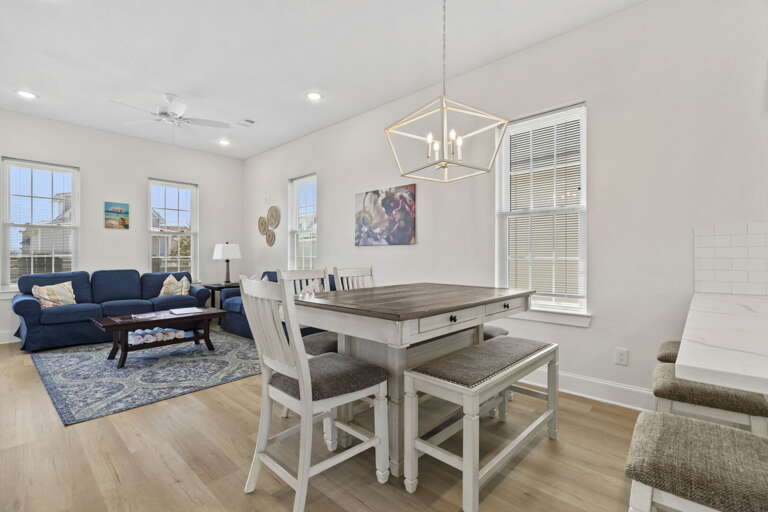 Open concept living and dining area with plenty of space to gather and relax.