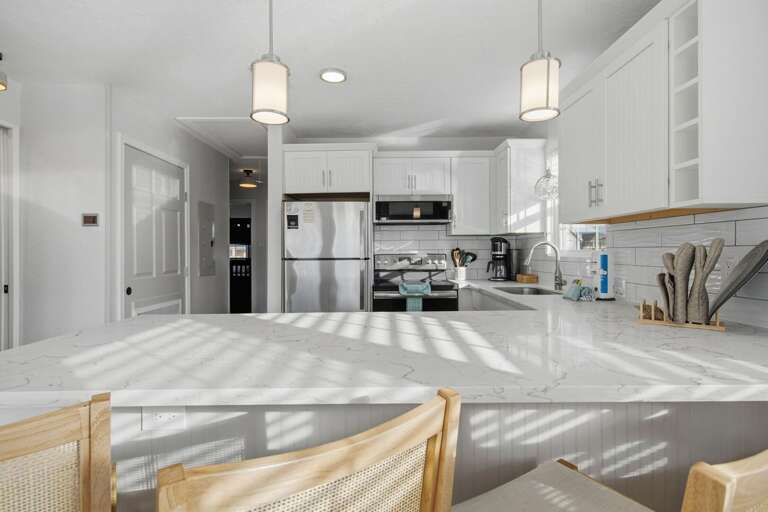 The open kitchen keeps you connected to the group while making meals and snacks during your stay.