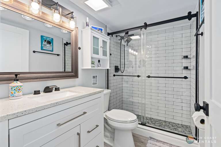 Newly Renovated Bathroom with Rain Shower