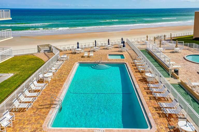 Ocean Front Pool Area with Ample Lounging Space!