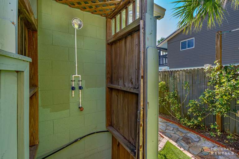 Outdoor shower with hot and cold water!