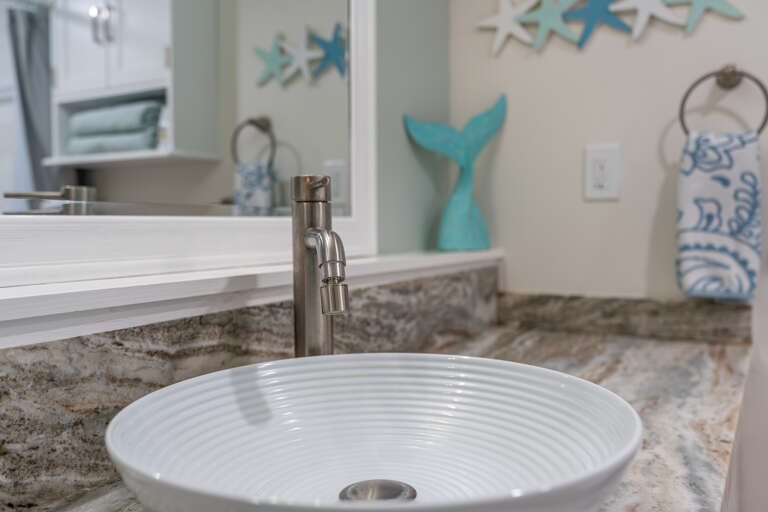 Updated Bathroom with Granite Dual Vanity