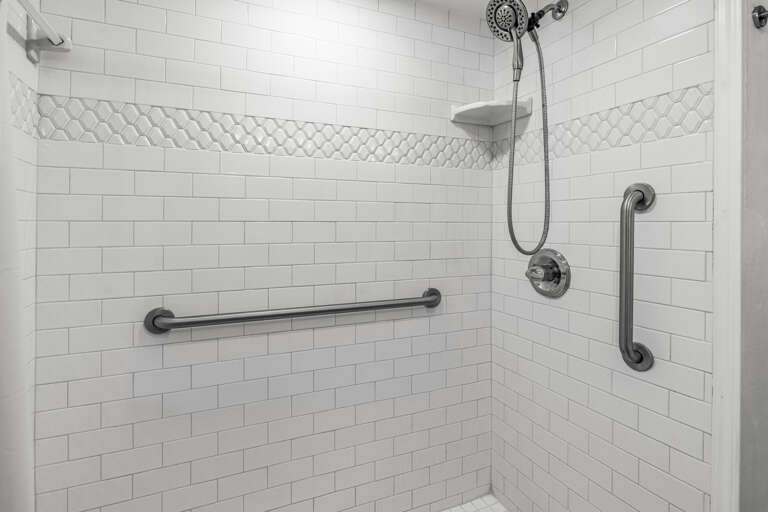 Updated Shower with Grab Rails