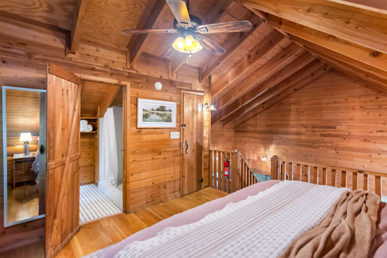 View of the bathroom from the bed