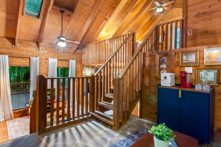 Staircase leading up to the master suite