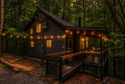 Striing lights adding to a cozy atmosphere