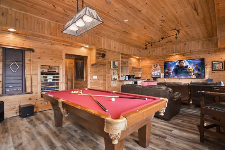 Media Room with Mini Fridge and Bar Area Media Room with Mini Fridge and Bar Area