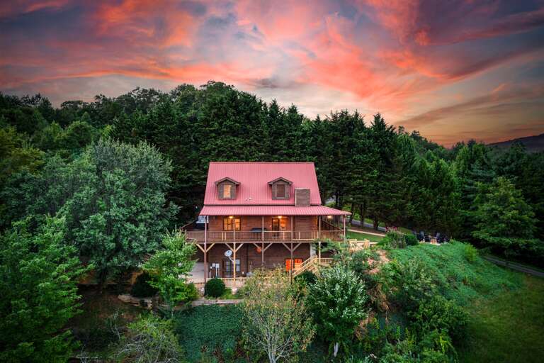 Aerial view of back side of home