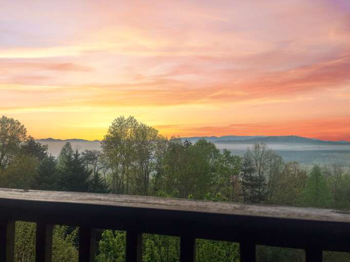 Beautiful sun rise mountain view from the deck