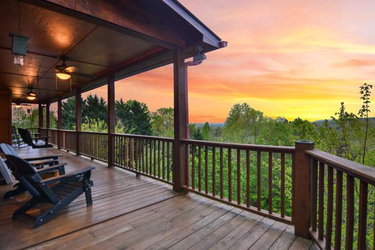 Beautiful sun rise mountain view from the deck