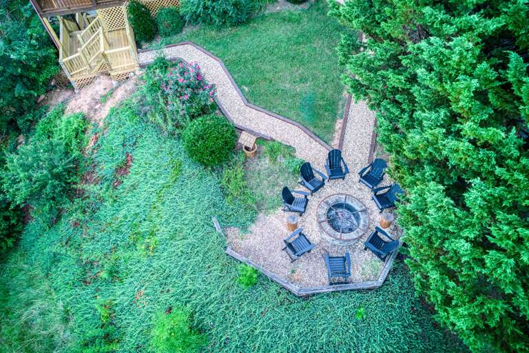 Aerial view of fire pit 