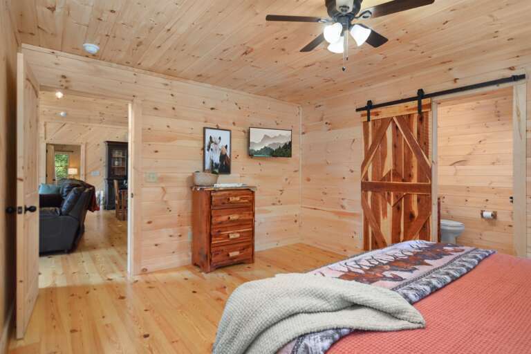 King Master suite on main level with Smart TV