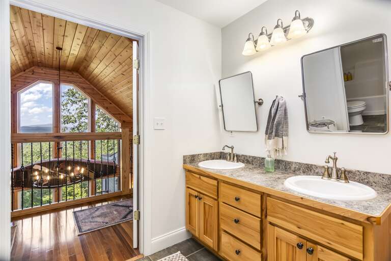 Large secondary bathroom with double sinks