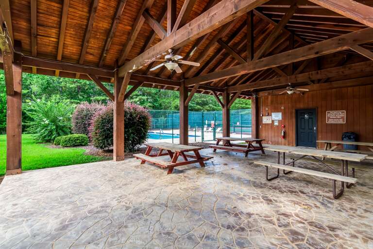 Pool and picnic tables 