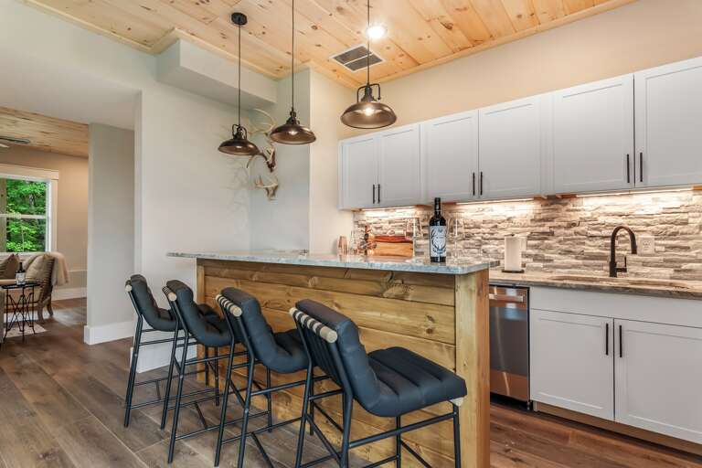 Bar area in the basement kitchen 
