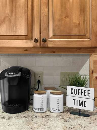 Coffee station- coffee, creamer, sugar is provided 