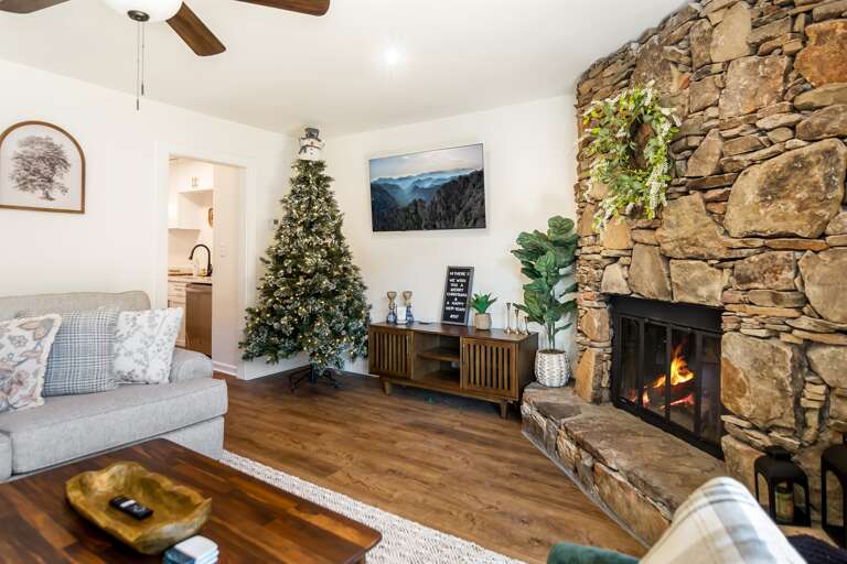 Cozy up to the warm fireplace