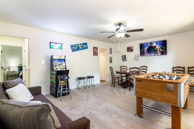 Game Room- foosball, card game table, futon/couch- Smart TV