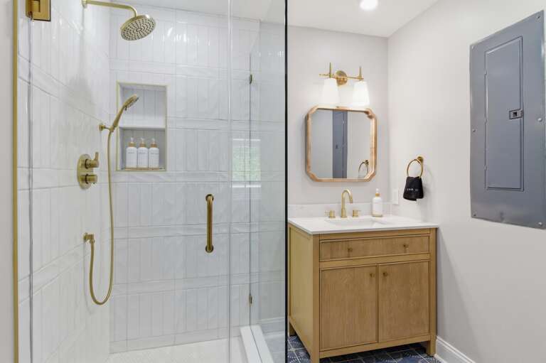 A relaxing master bathroom featuring a clean and modern design.