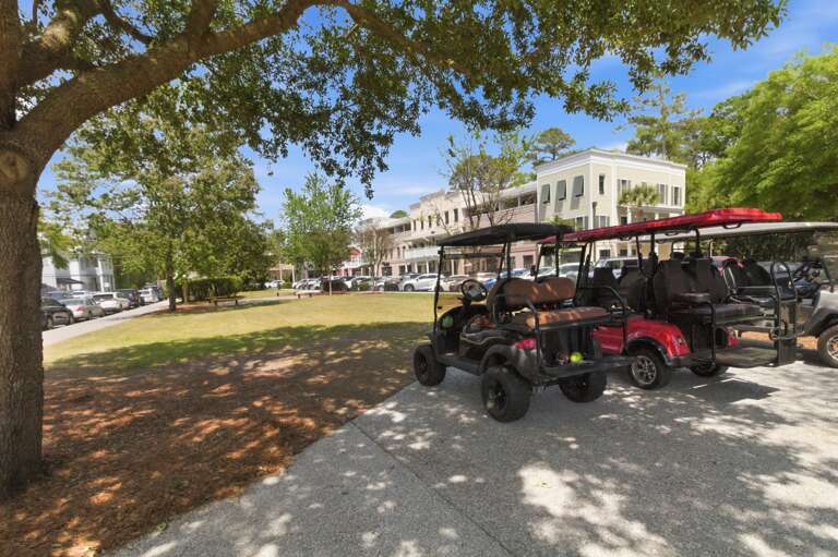 Convenient golf cart available for easy transportation