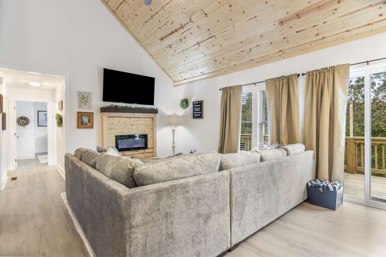 Warm up to the cozy fireplace