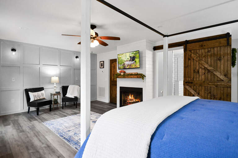 Spacious King Bedroom with Fireplace Spacious King Bedroom with Fireplace