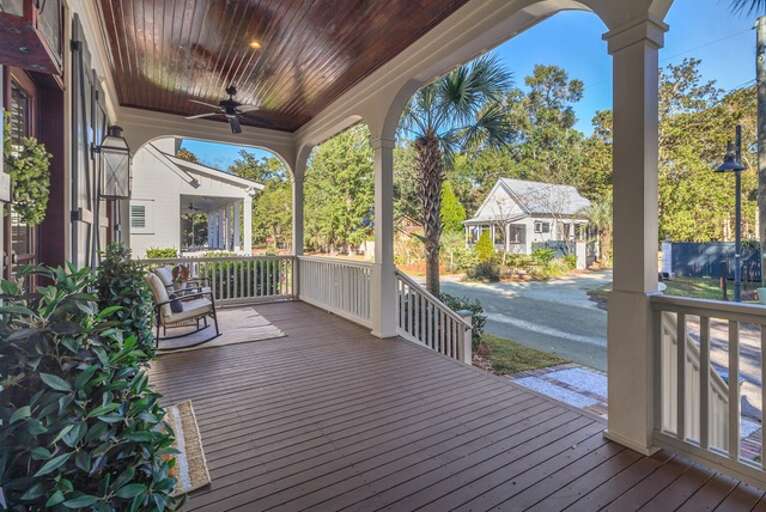 Sunlit Porch With Rocking Chairs, Leafy View