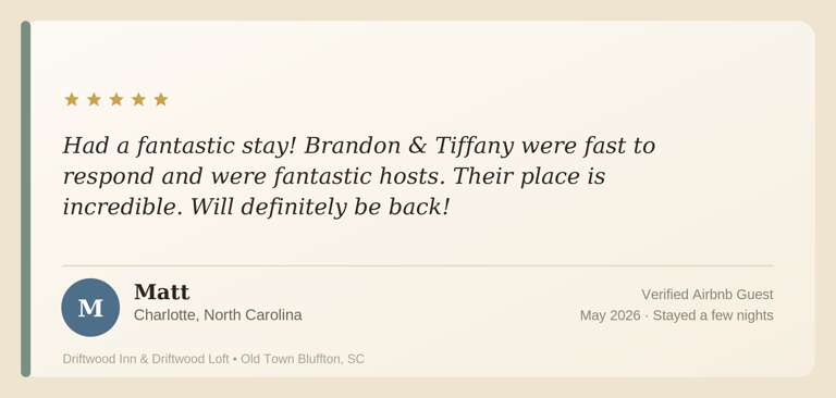 A Look at one of our multiple 5 star reviews