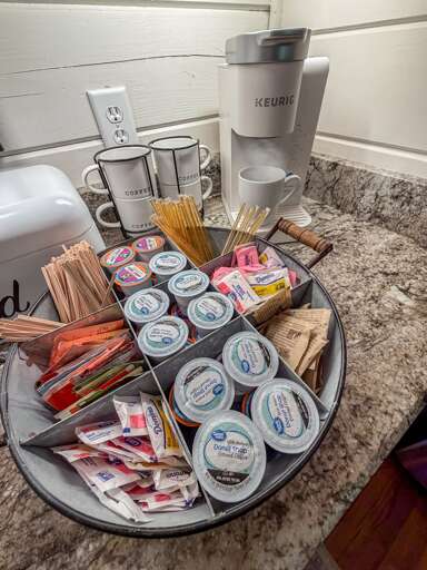 Wonderful choices from our coffee bar to include cocoa, tea and honey sticks along with other treats to choose from. Use a drip machine or Keurig for your enjoyment.