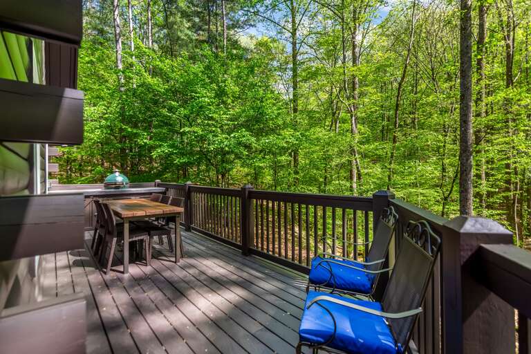 Deck dining in the afternoon or evening! Great place for takeout with wine and watch the deer visit with views of the water.