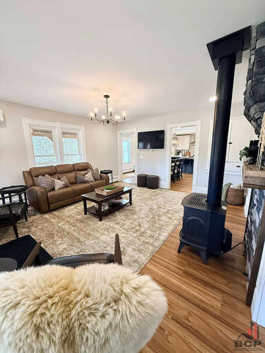 Open living room with views of the kitchen
