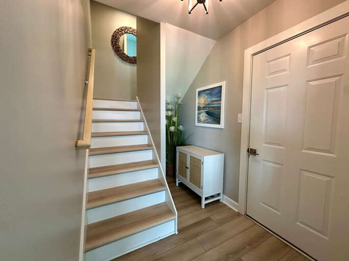 Stairs leading to Main living area and kitchen