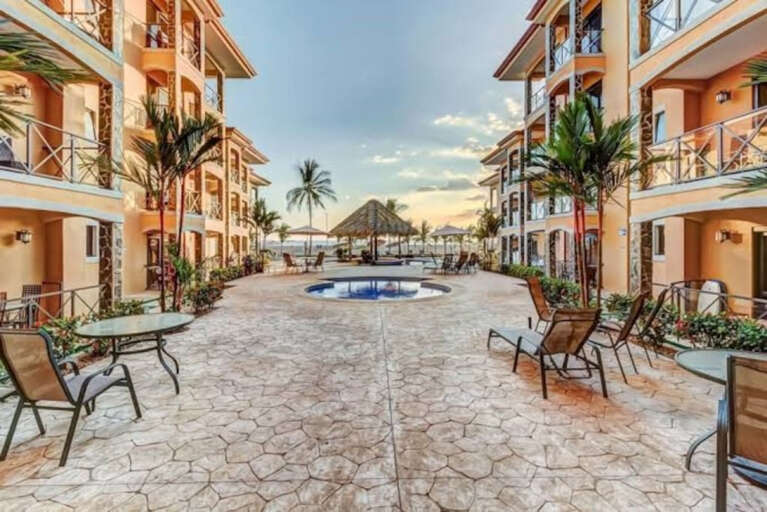 Courtyard with 3-tier pool and separate kid's pool.