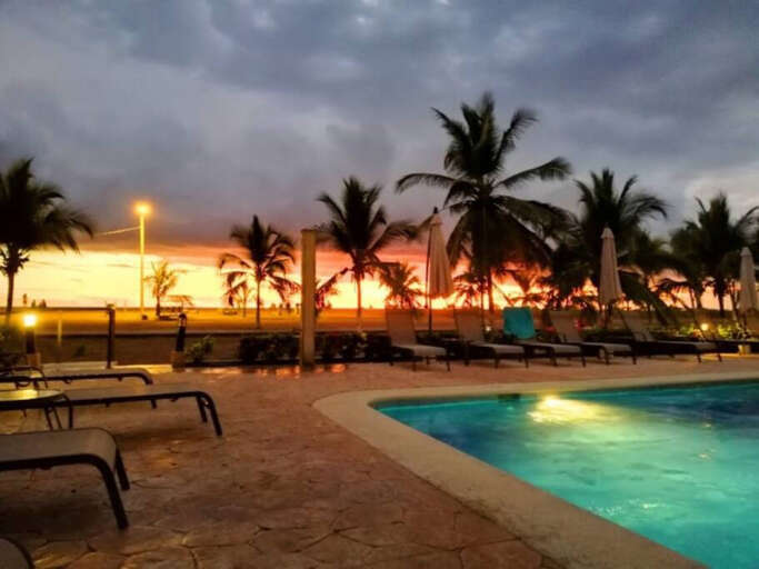 Sunset by the pool.