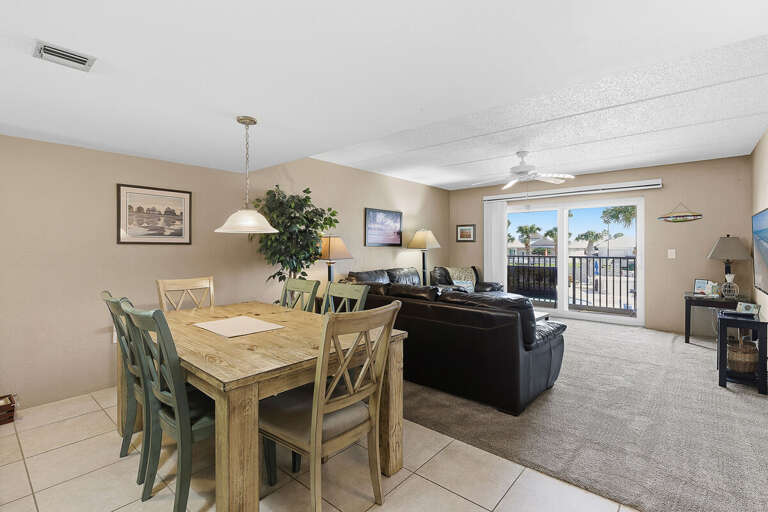 Enjoy a comfortable beach stay in this open living and dining space, perfect for gathering and