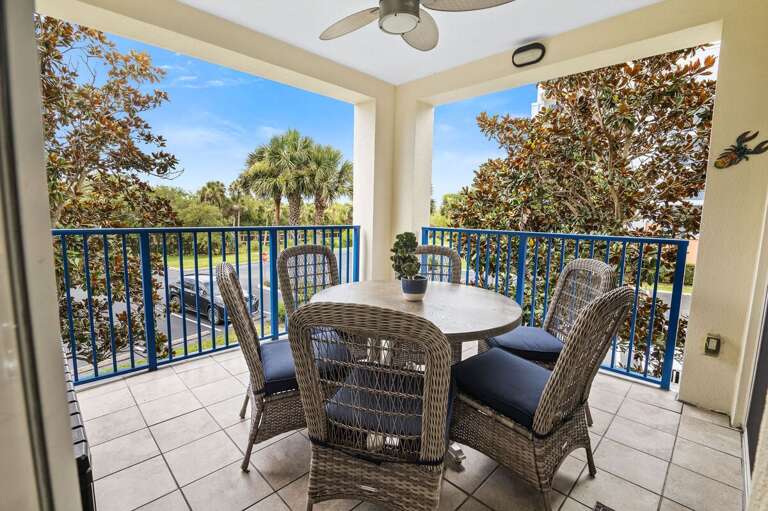 Sip morning coffee or unwind at sunset on this private balcony with comfortable seating and tropical views. The perfect outdoor retreat to enjoy warm breezes during your relaxing beach stay getaway.