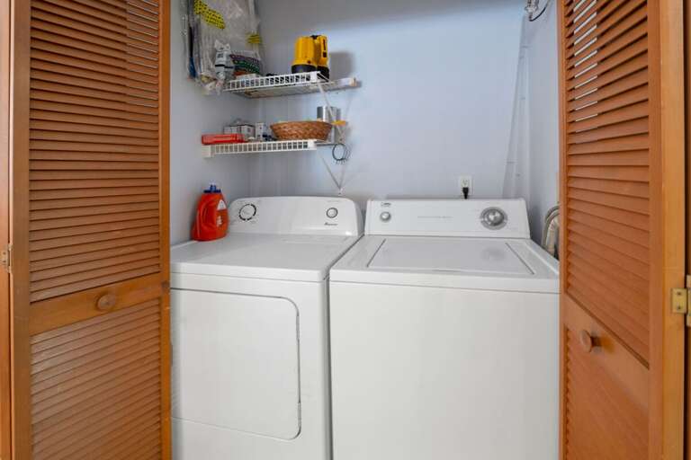 Enjoy the convenience of a private washer and dryer during your beach stay. Easily refresh towels